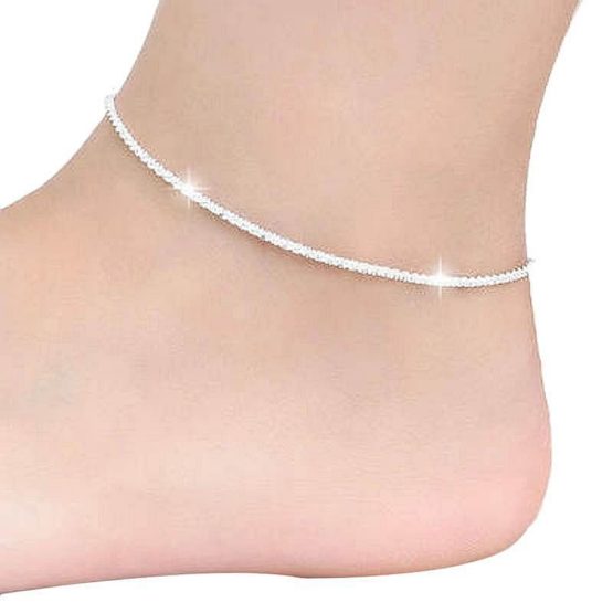 náramek na nohu stříbrná točený