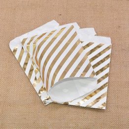 Dárkový papírový sáček zlatá a bílá  13x16cm
