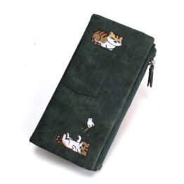 Tauren peněženka dámská velká s kočkami zelená
