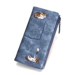 Tauren peněženka dámská velká s kočičkami modrá