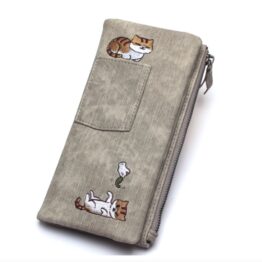 Tauren peněženka dámská velká s kočičkami světle šedá