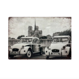 Cedule plechová dekorativní "Citroeny u Notre Dame"